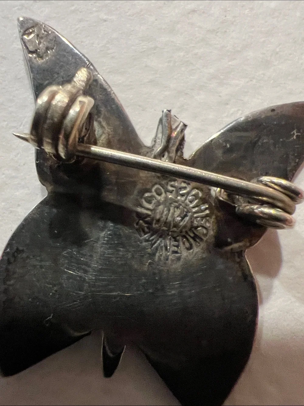 Mexico Sterling Silver Abalone Inlay Butterfly Brooch
